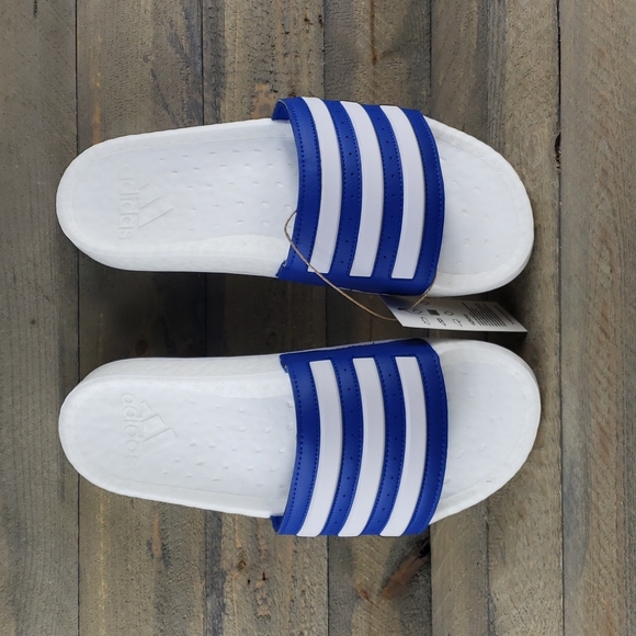 adidas Adilette Boost Men's Slides Sandals Royal Blue, White Supreme Cushioning - Picture 2 of 9